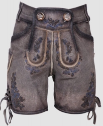 Gray Antique Waxed Article Kids Lederhosen 