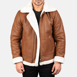 Customize Genuine Sheep Leather Fur Winter Jacket In Camel Color