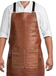 Customize Logo Cow Thick Leather Made Outdoor BBQ Apron With Opener