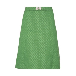 Cotton Silk Green Skinny Skirt