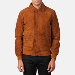 Customize Genuine Cow Suede Leather Brown Jacket