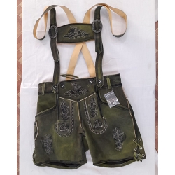 Green Waxed Antique Suspender Lederhose