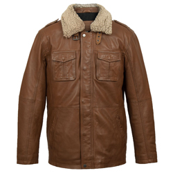 Customize Genuine Cow Grain Leather Fur Winter Jacket