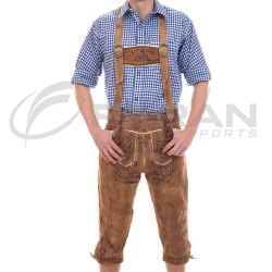 Golden Brown Suede Knee Long Lederhosen 