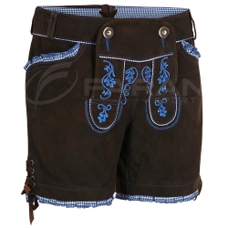 Black With Blue Embroidered Soft Suede Leather