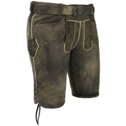 Short Length Lederhosen Pant Style Green Embroidered 