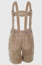 Light Camel Color Soft Suede Kids Lederhosen With Suspender