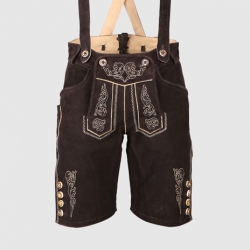 Coffee Color Short Length Lederhosen With Suspender